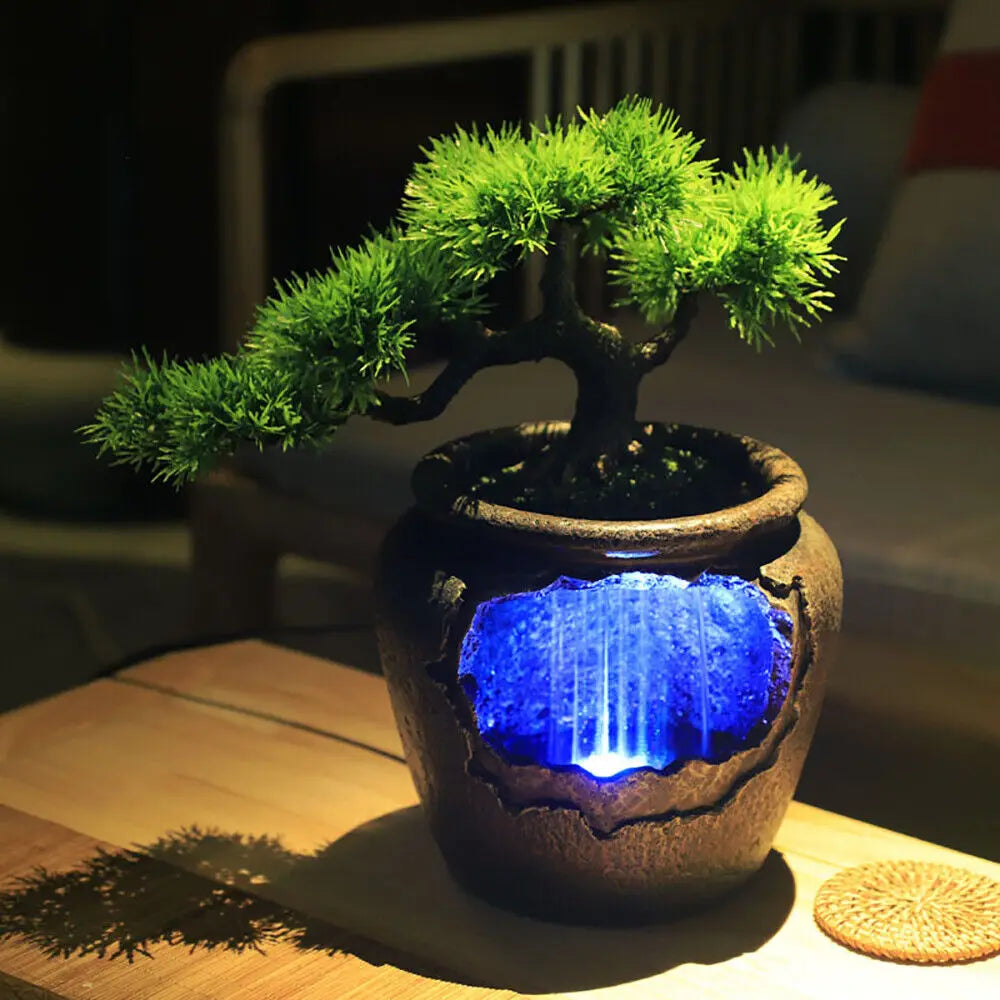 Desktop Fountain Relaxation Waterfall With LED Light Feng Shui by Home for Health and Beauty