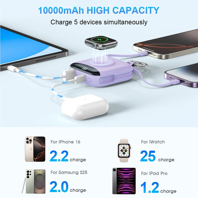 Apple Watch Power Bank With Wireless Charger Built In Lightning Cable Keychain by Home for Health and Beauty