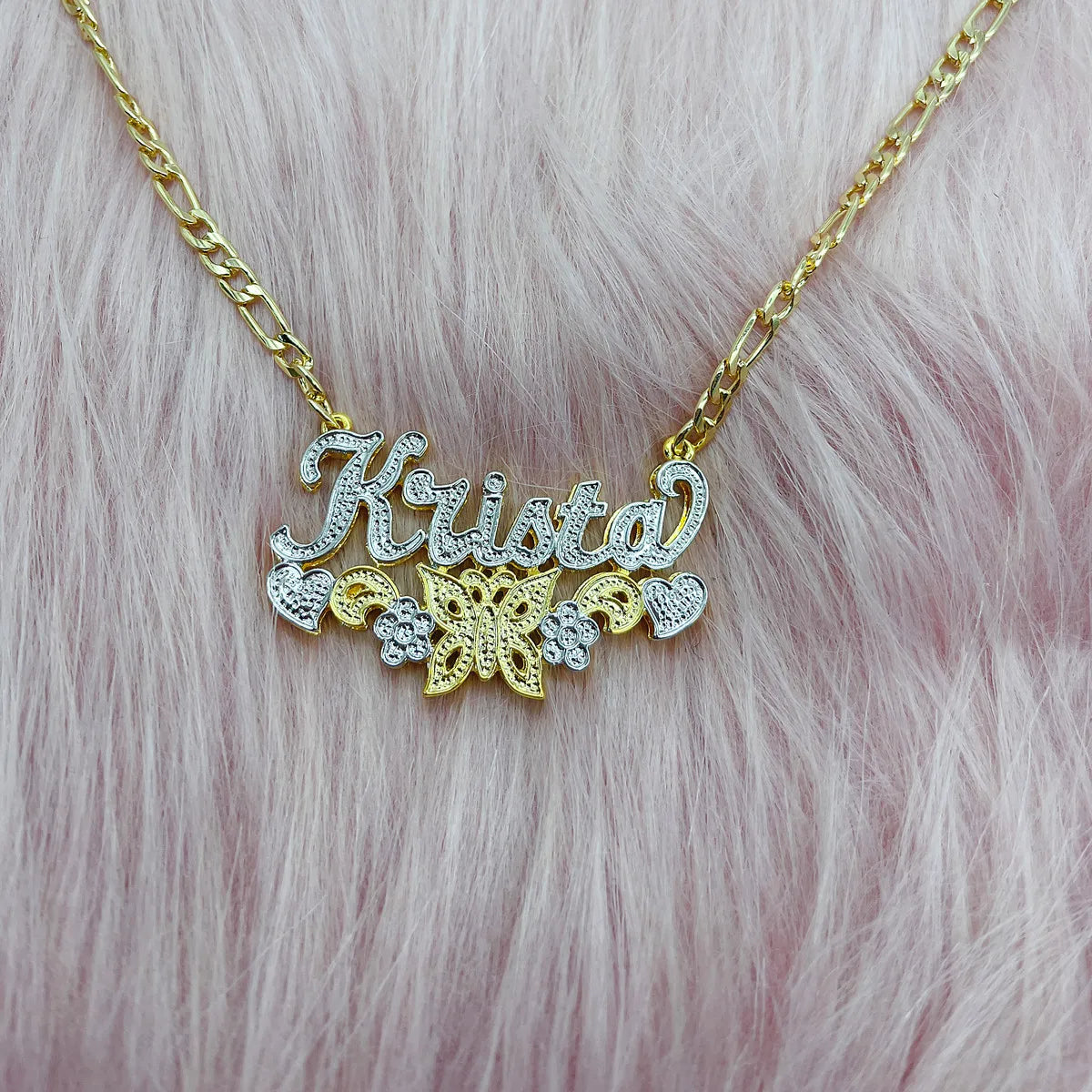 Custom Name Butterfly Necklace Personalized Heart Hip Hop Letter