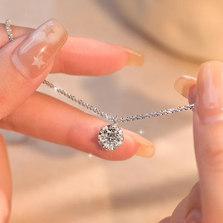 Real Moissanite Diamond Pendant Necklace 925 Sterling Silver Cauliflower Chain by Home for Health and Beauty
