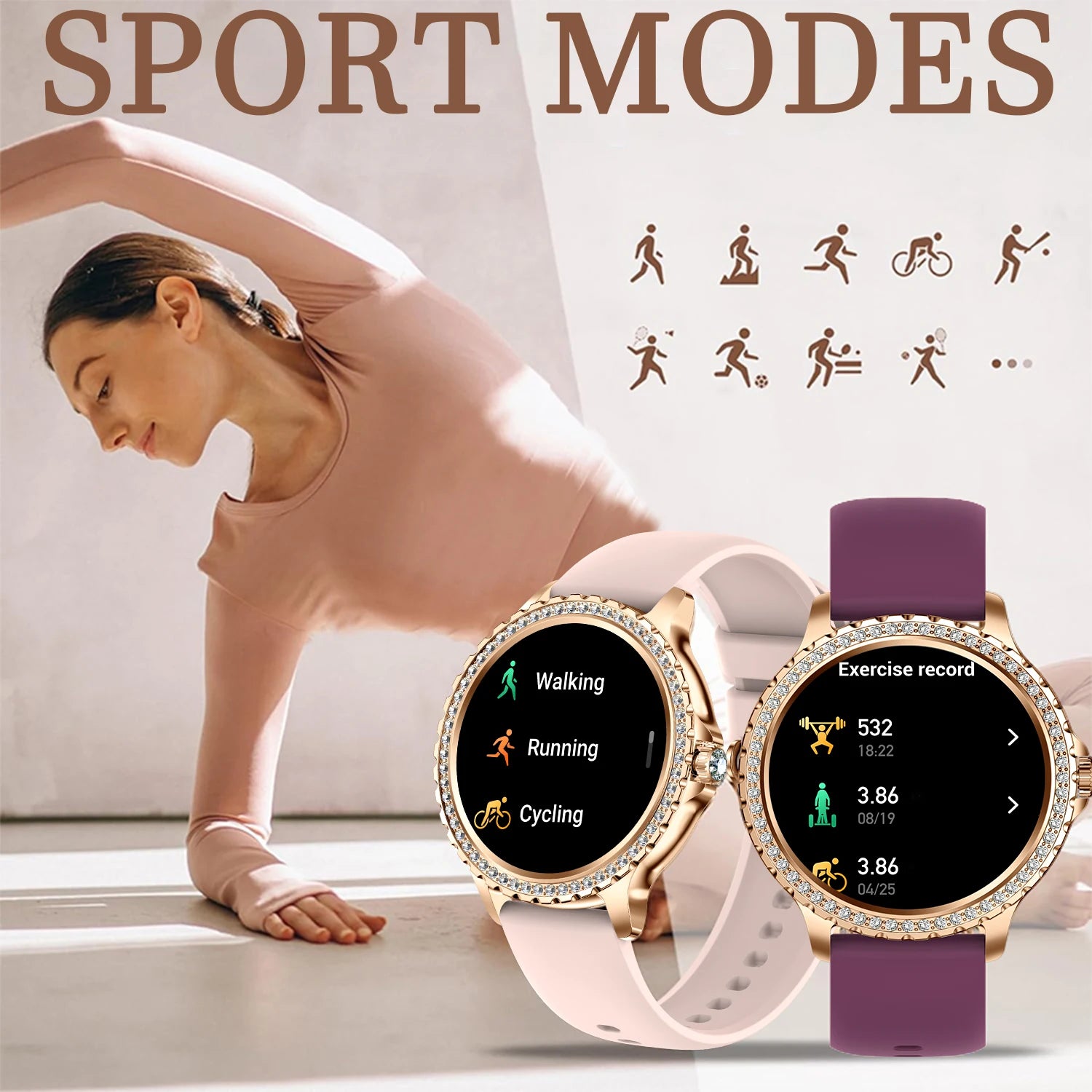 Smart Watch For women - 1.32" Touchscreen Fitness Tracker with Wireless Calls, Music Time Display, Step Counting by Home for Health and Beauty