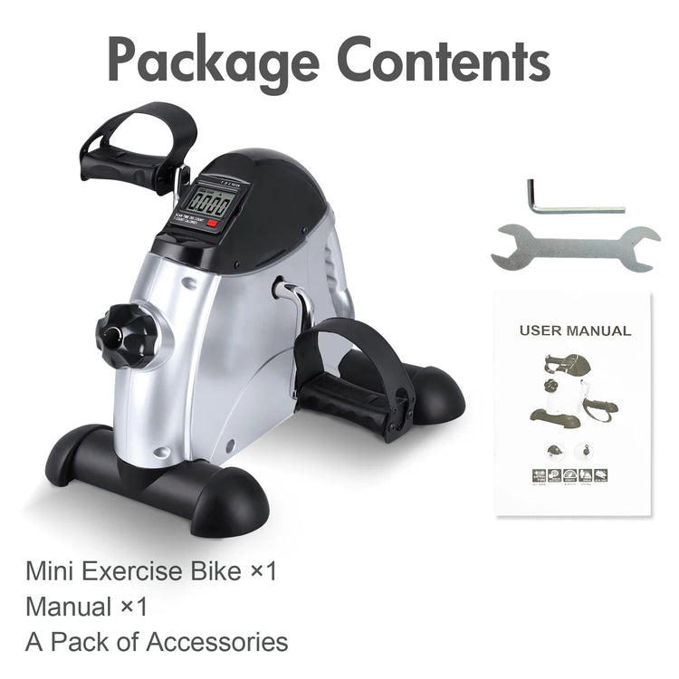 Mini Under Desk Pedal Exerciser Bike Multi-Function Motorized Digital With LCD Screen Display for Leg Arm and Knee for Elderly by Home for Health and Beauty