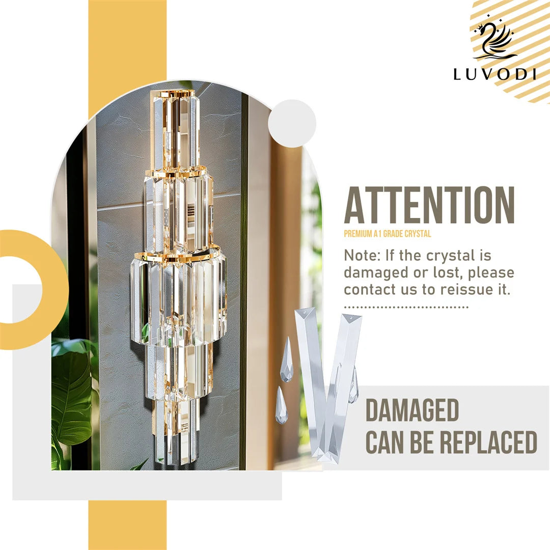 Crystal Wall Lamp Modern 3-Layer Wall Crystal Sconce Light E14 Led Corn Lights by Home for Health and Beauty