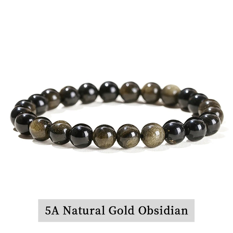 JD Natural Stone Beads Bracelet Amethyst Tiger Eye Crystal Quartz Agate Gem Beads Bangles Women Men Reiki Healling Jewelry Gift by Home for Health and Beauty
