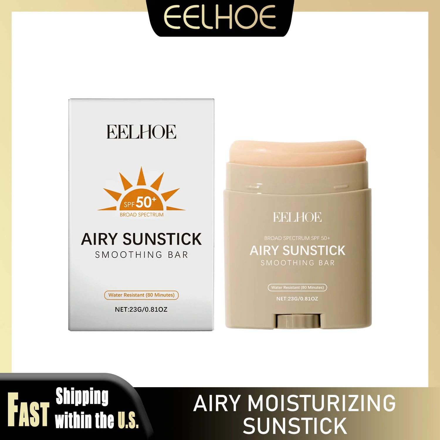 Moisturize Airy Sunstick SPF50+ Anti-UV Long-lasting Protector High Coverage 23g Matte Natural Sunscreen Cream Skin Care by Home for Health and Beauty
