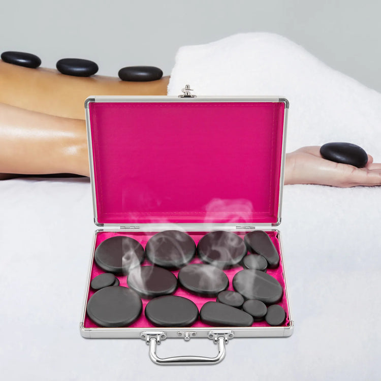 Hot Stones Massage Set, 18 Volcanic Rocks Body Massage Set, for Massage, Scraping, Hot Compress by Home for Health and Beauty