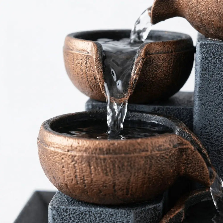Tabletop Zen Water Fountain 4Tier Bowl Cascading Waterfall Decor, Indoor Relaxing Sound Water Feature For Home Office Desk, Rus by Home for Health and Beauty