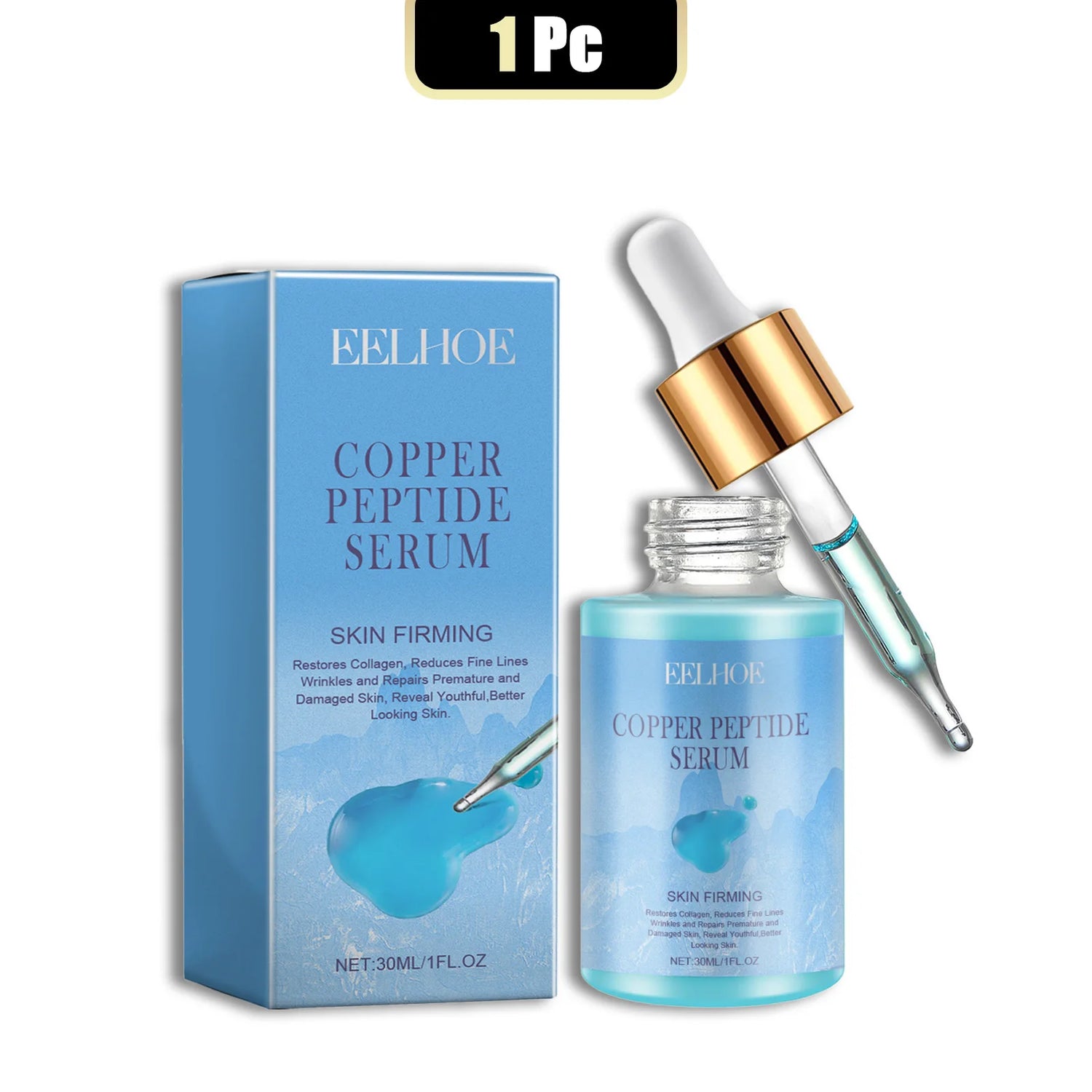 EELHOE Copper Peptide 30ml Facial Serum Moisturizing Firming Face Skin Increase Elasticity Anti Wrinkle Lines Daily Facial Care by Home for Health and Beauty