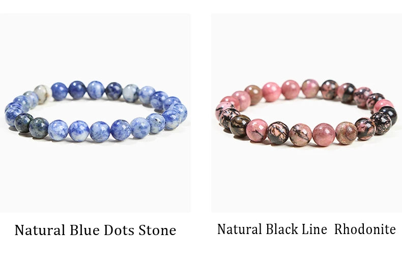 JD Natural Stone Beads Bracelet Amethyst Tiger Eye Crystal Quartz Agate Gem Beads Bangles Women Men Reiki Healling Jewelry Gift by Home for Health and Beauty