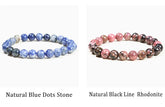 JD Natural Stone Beads Bracelet Amethyst Tiger Eye Crystal Quartz Agate Gem Beads Bangles Women Men Reiki Healling Jewelry Gift by Home for Health and Beauty