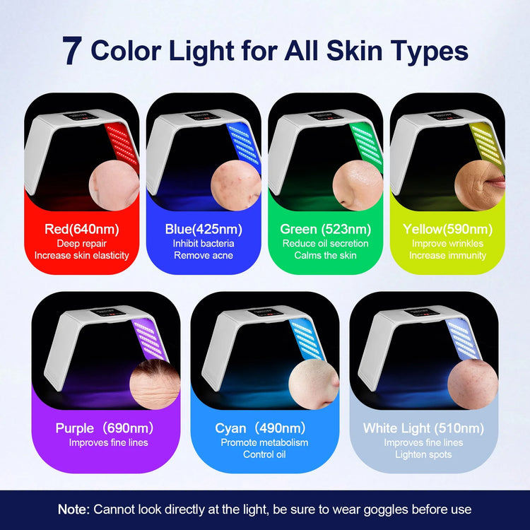 7 Colors LED Photon Machine Foldable Skin Care Equipment Skin Rejuvenation Light Facial Body Beauty Machines For Skin Care by Home for Health and Beauty