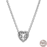 925 Sterling Silver Bow Heart Necklace Zircon Charm Gift by Home for Health and Beauty