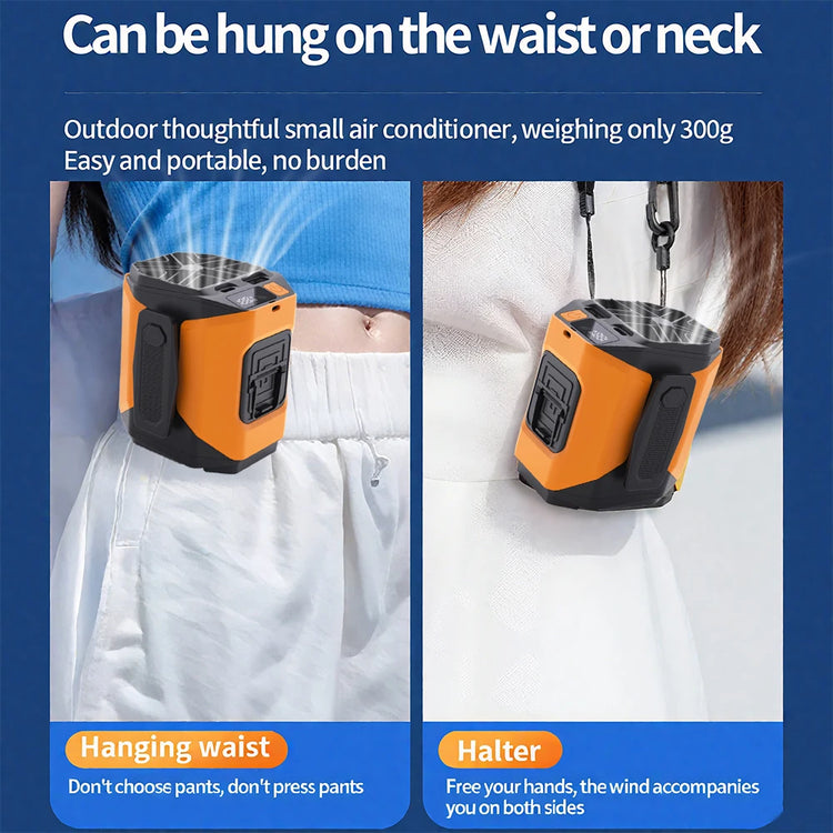 Portable Waist Fan 10000mAh with Power Bank LED Lighting Hanging Neck Fan 5 Speed Strong Airflow Cooling Fan for Outdoor Working by Home for Health and Beauty
