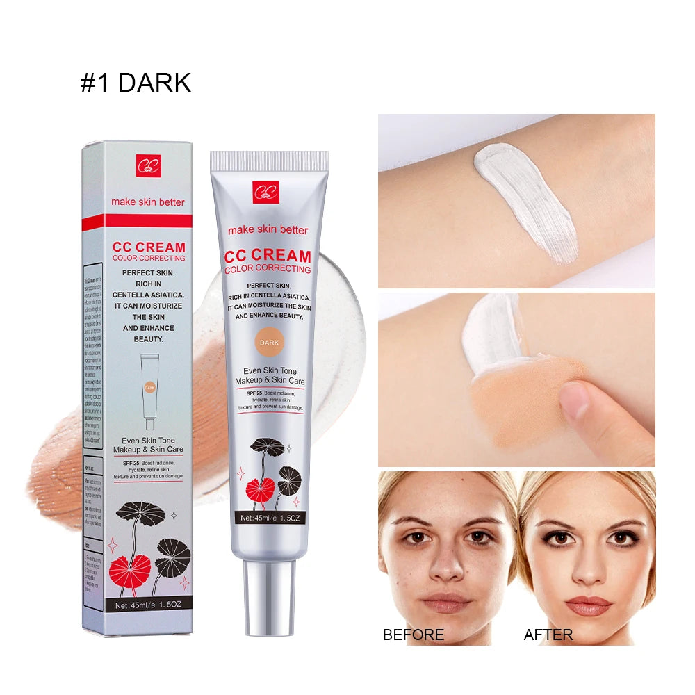 Color Correcting CC Cream Facial Centella Asiatica Repair BB Cream Natural Concealer Whitening Liquid Foundation Cosmetics by Home for Health and Beauty