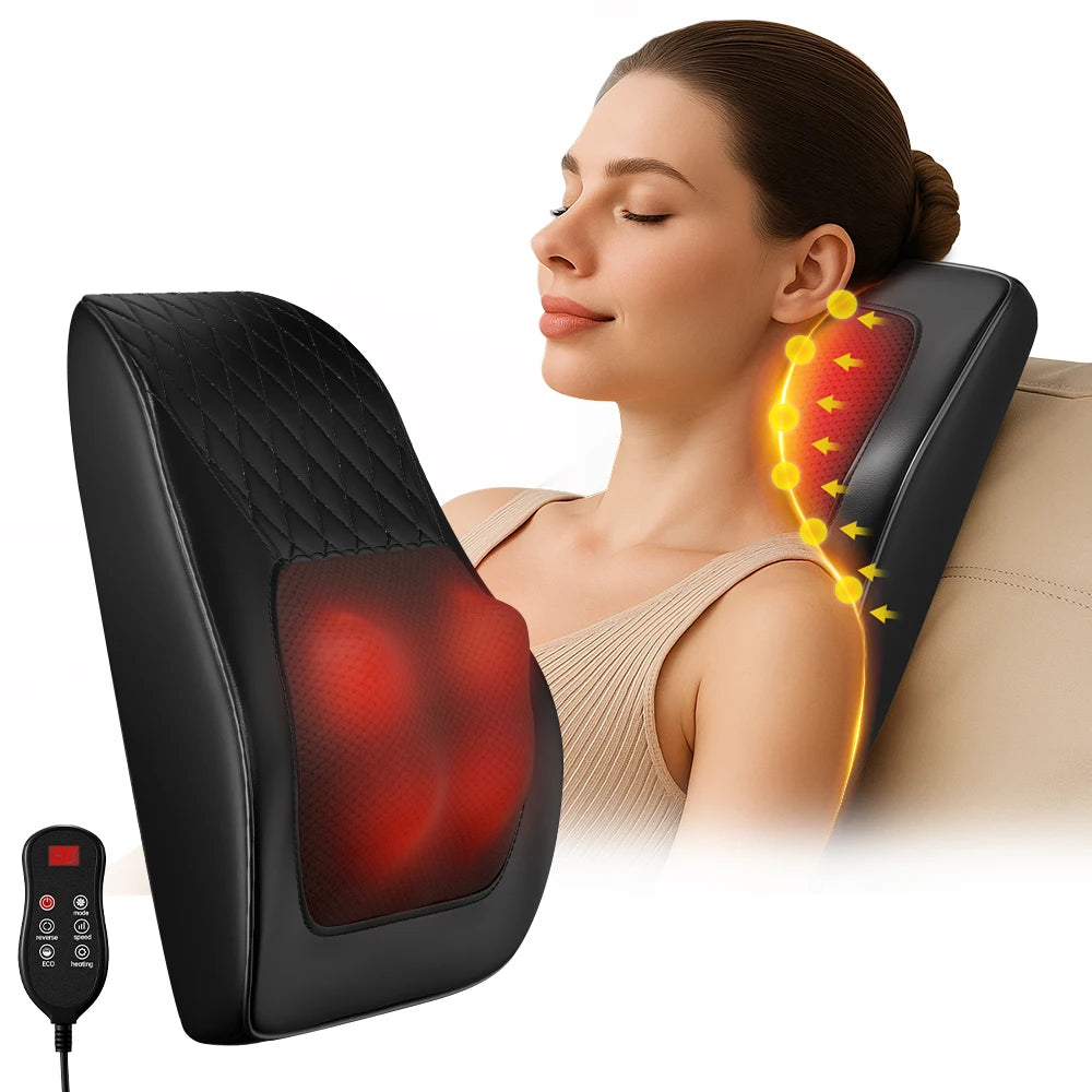 Back Massager Neck Massager with Heat 3D Kneading Massage Pillow for Relax Neck Back Shoulder Legs Gifts for Men Women Mom Dad by Home for Health and Beauty
