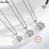 S925 Sterling Silver Moissanite Pendant for Women Collarbone Chain 1-3 Carats Four Claw Simple Necklace Wholesale by Home for Health and Beauty