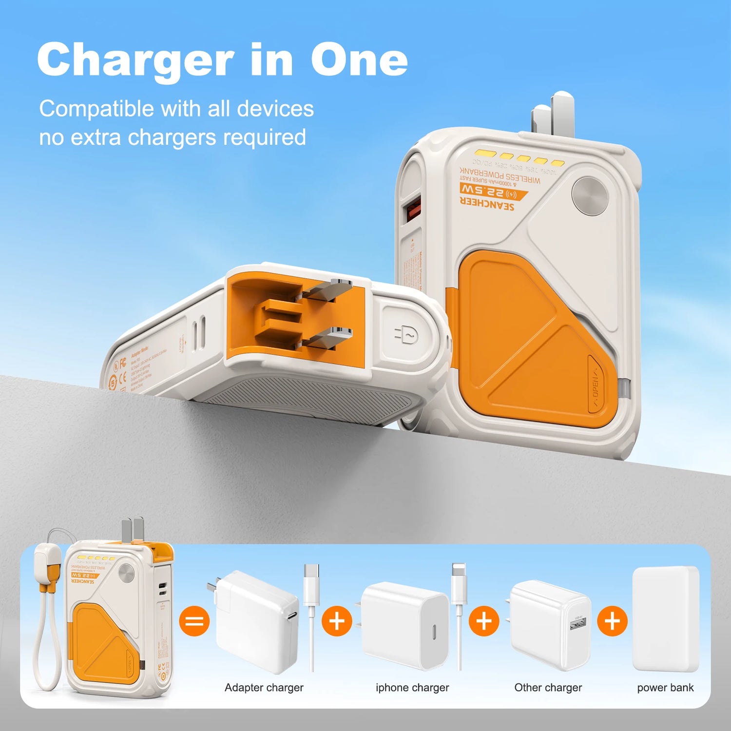 6-in-1 Magnetic Wireless Power Bank 10000mAh 22.5W by Home for Health and Beauty