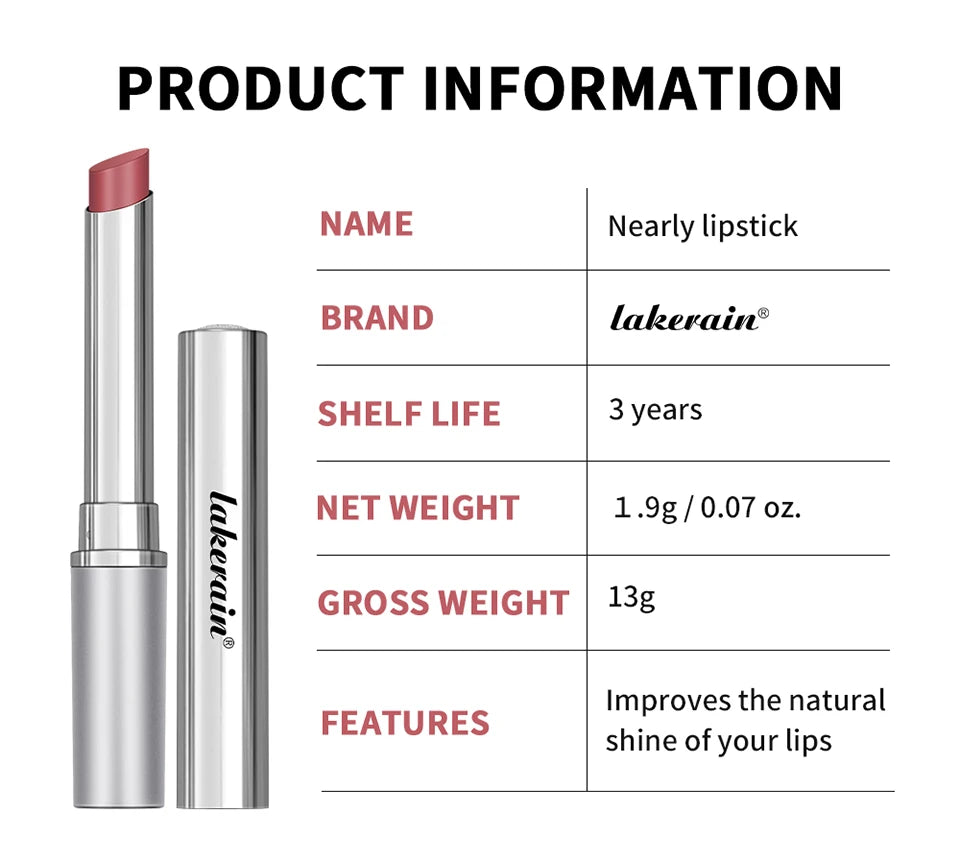 Lakerain Nearly Lipstick Lip Balm Natural Color Creamy Texture Long Lasting Moisturizing Nourishing Lip Care Gloss Cosmetic by Home for Health and Beauty