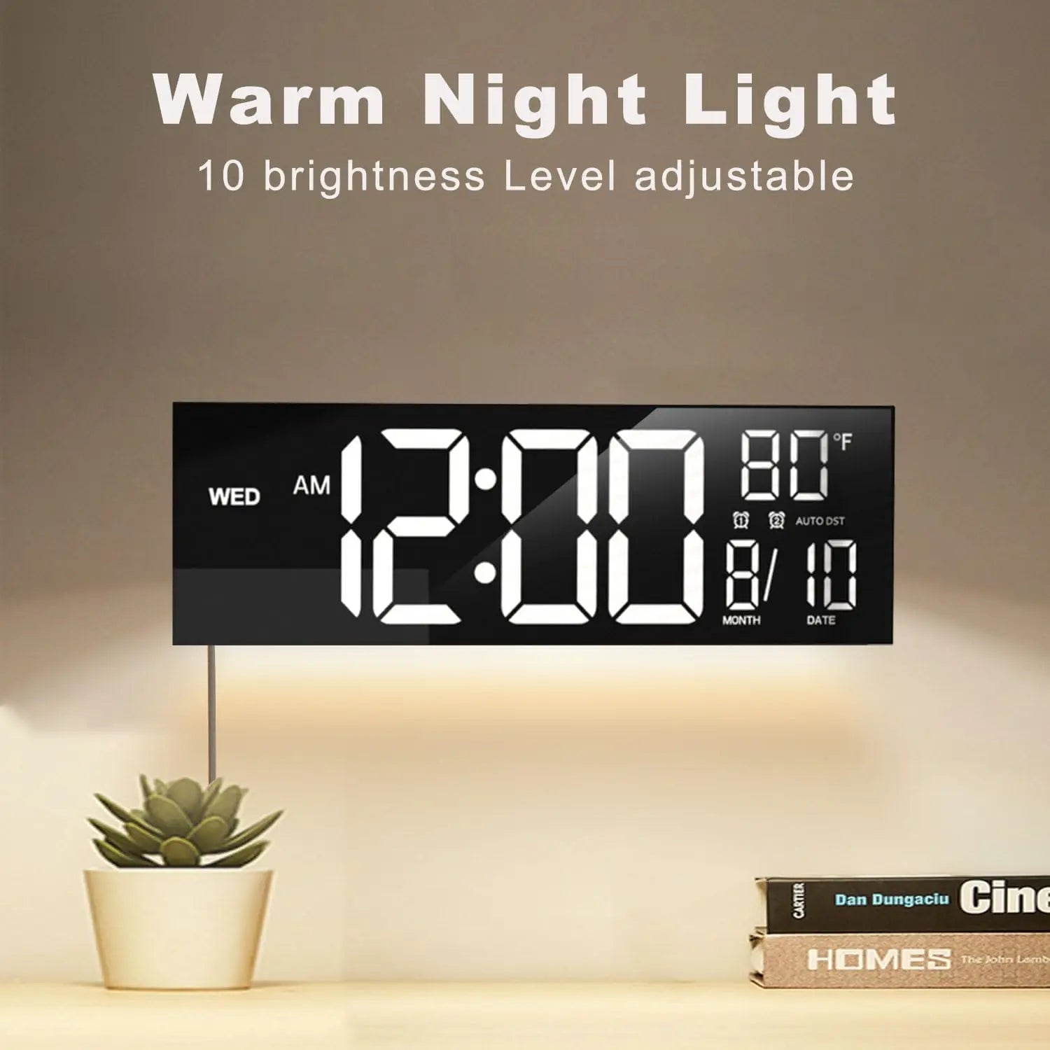 16" Large Digital Wall Clock With Remote Control, Timer, Alarm With Big LED Screen Dispaly, 8 RGB Colors, Auto DST, Temperature by Home for Health and Beauty