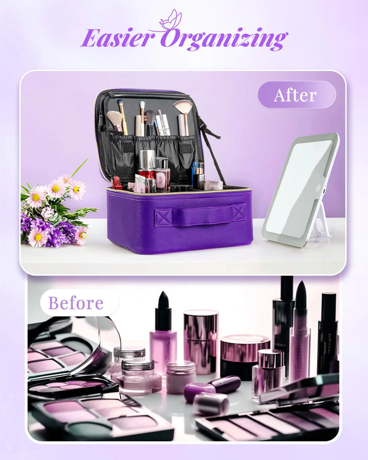 Makeup Bag With Mirror Lamp Travel Waterproof Cosmetic Case by Home for Health and Beauty