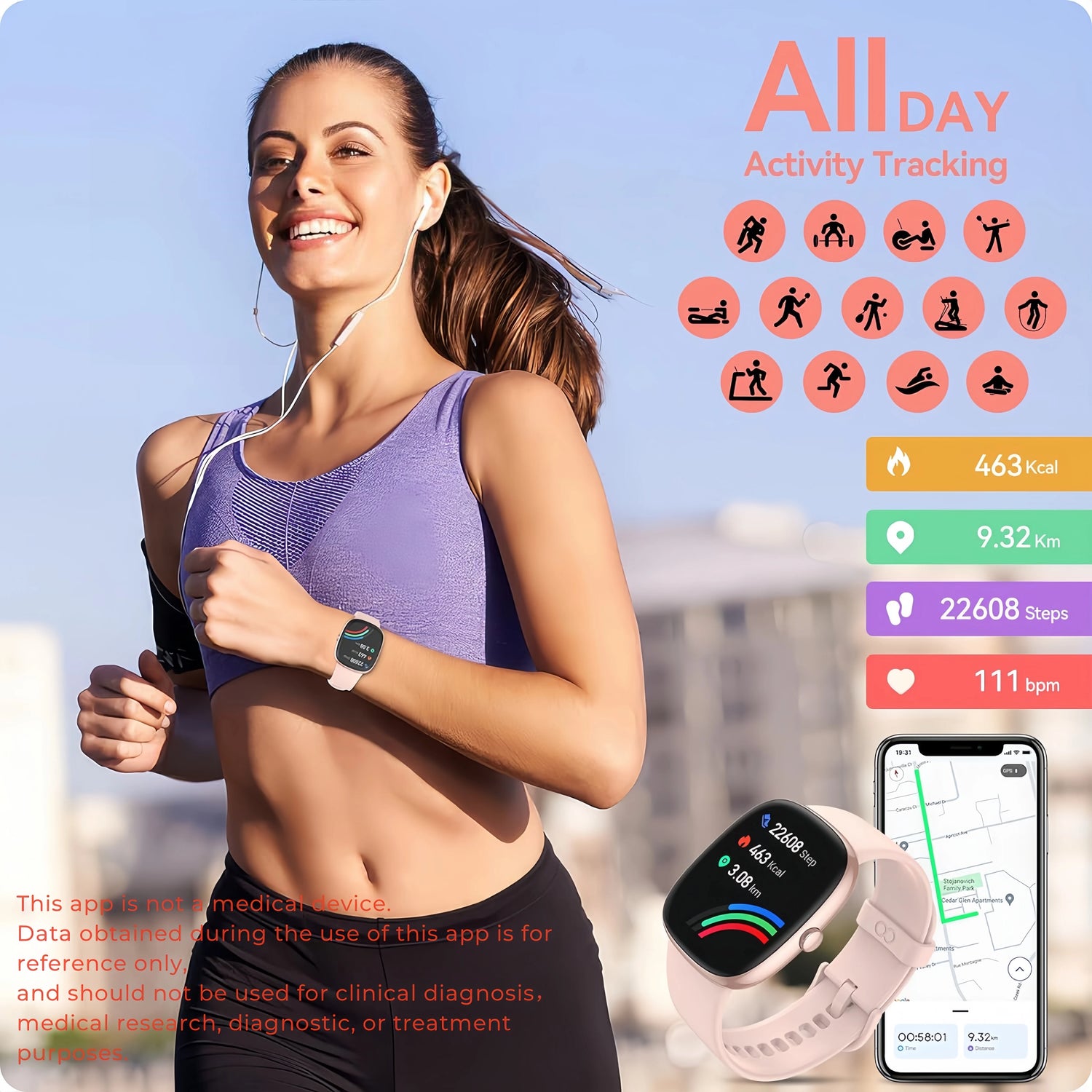 Smart Watch Fitness Tracker With Sleep Tracking by Home for Health and Beauty