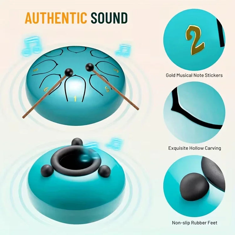 1PC Portable Steel Tongue Drum Set Percussion Musical Instrument 11 Notes 6 Inch D-Key Drum For Zen Yoga Meditation Musical Toy by Home for Health and Beauty