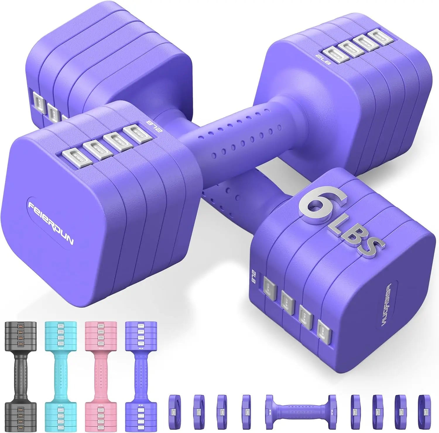 5-in-1 Adjustable Dumbbell Set of 2, 12LBS/20LBS Hand Weights for Women, Men, 1s-Adjust Dual-Stable Dumbbell Set for Women Home Gym & Outdoor by Home for Health and Beauty