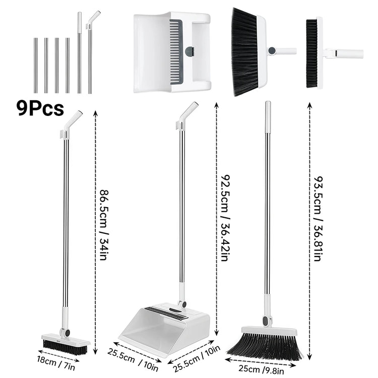 3in 1 Broom and Dustpan Set Floor Brush Long-handled Broom And Dustpan For Home Office School Dorm by Home for Health and Beauty