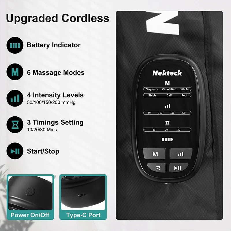 Cordless Air Pressure Leg Massager Boots With Storage Bag