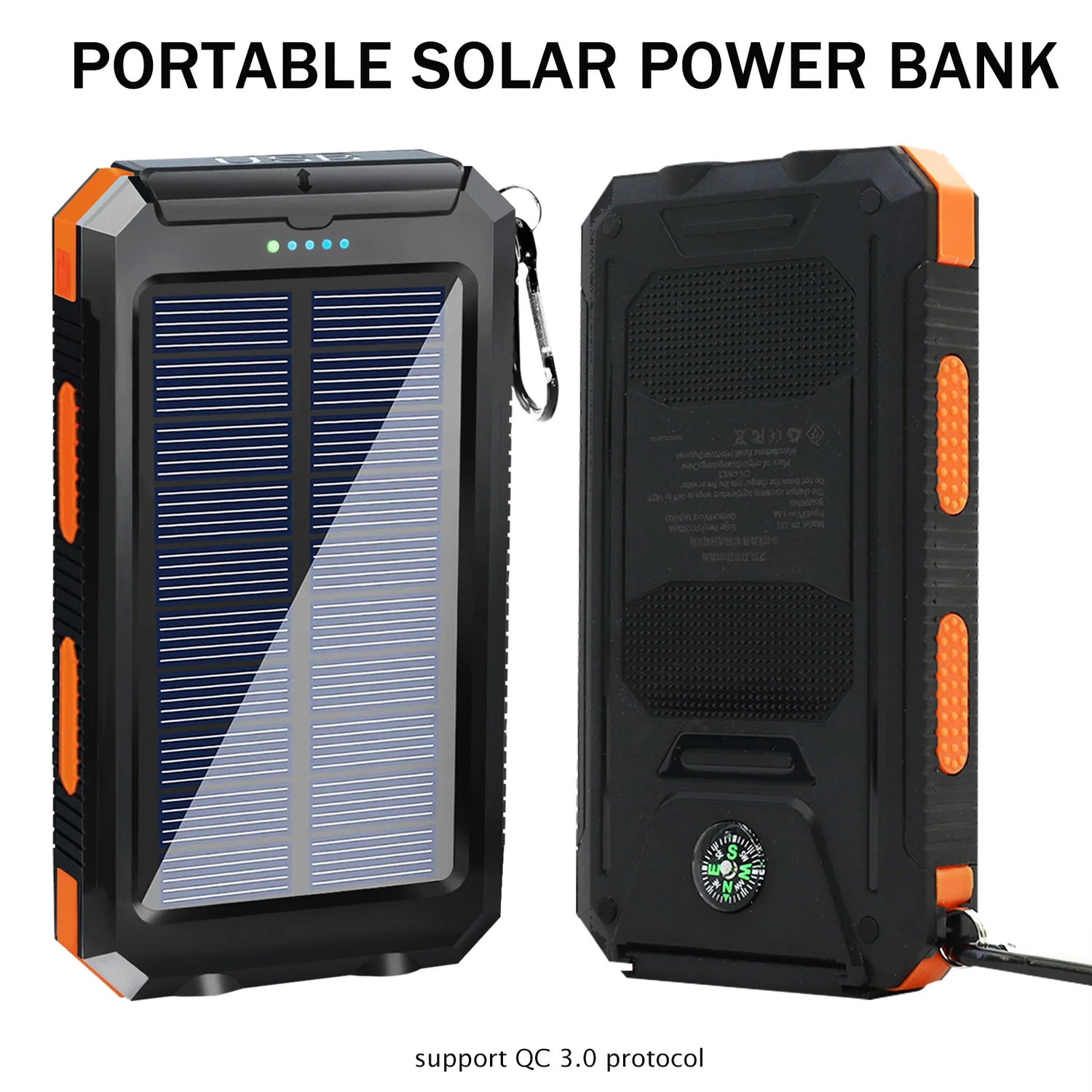 20000mAh Solar Power Bank Large Capacity Portable Outdoor Fast Charging Built-in Li-polymer Battery LDE Light for iphone Samsung by Home for Health and Beauty