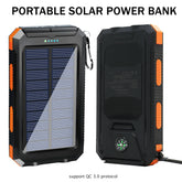 20000mAh Solar Power Bank Large Capacity Portable Outdoor Fast Charging Built-in Li-polymer Battery LDE Light for iphone Samsung by Home for Health and Beauty