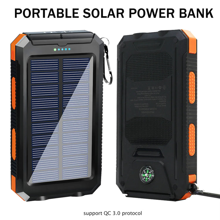 20000mAh Solar Power Bank Large Capacity Portable Outdoor Fast Charging Built-in Li-polymer Battery LDE Light for iphone Samsung by Home for Health and Beauty