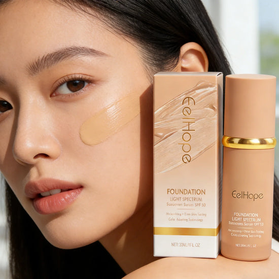 4-in-1 Liquid Foundation Spf 50+ Magic Color Changing Matte Long-Lasting Waterproof Sweating Moisturizing Coverage Makeup Base by Home for Health and Beauty