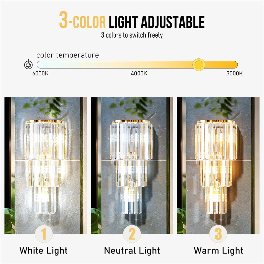 Crystal Wall Lamp Modern 3-Layer Wall Crystal Sconce Light E14 Led Corn Lights by Home for Health and Beauty
