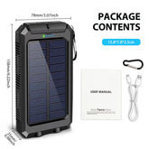 Solar Power Bank Portable Dual 30000mAh 5V USB Ports 2 LED Light Flashlight Fast Charging for iPhone Samsung Tablets by Home for Health and Beauty