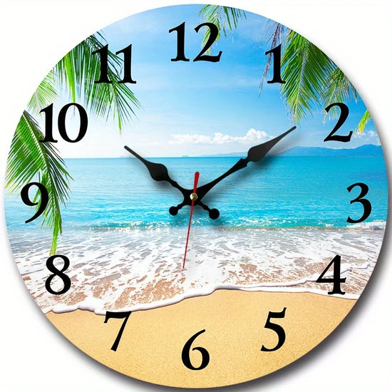 XMSJ Round Wooden Wall Clock Silent Living Room Decor by Home for Health and Beauty