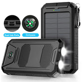 Solar Power Bank Portable Dual 30000mAh 5V USB Ports 2 LED Light Flashlight Fast Charging for iPhone Samsung Tablets by Home for Health and Beauty