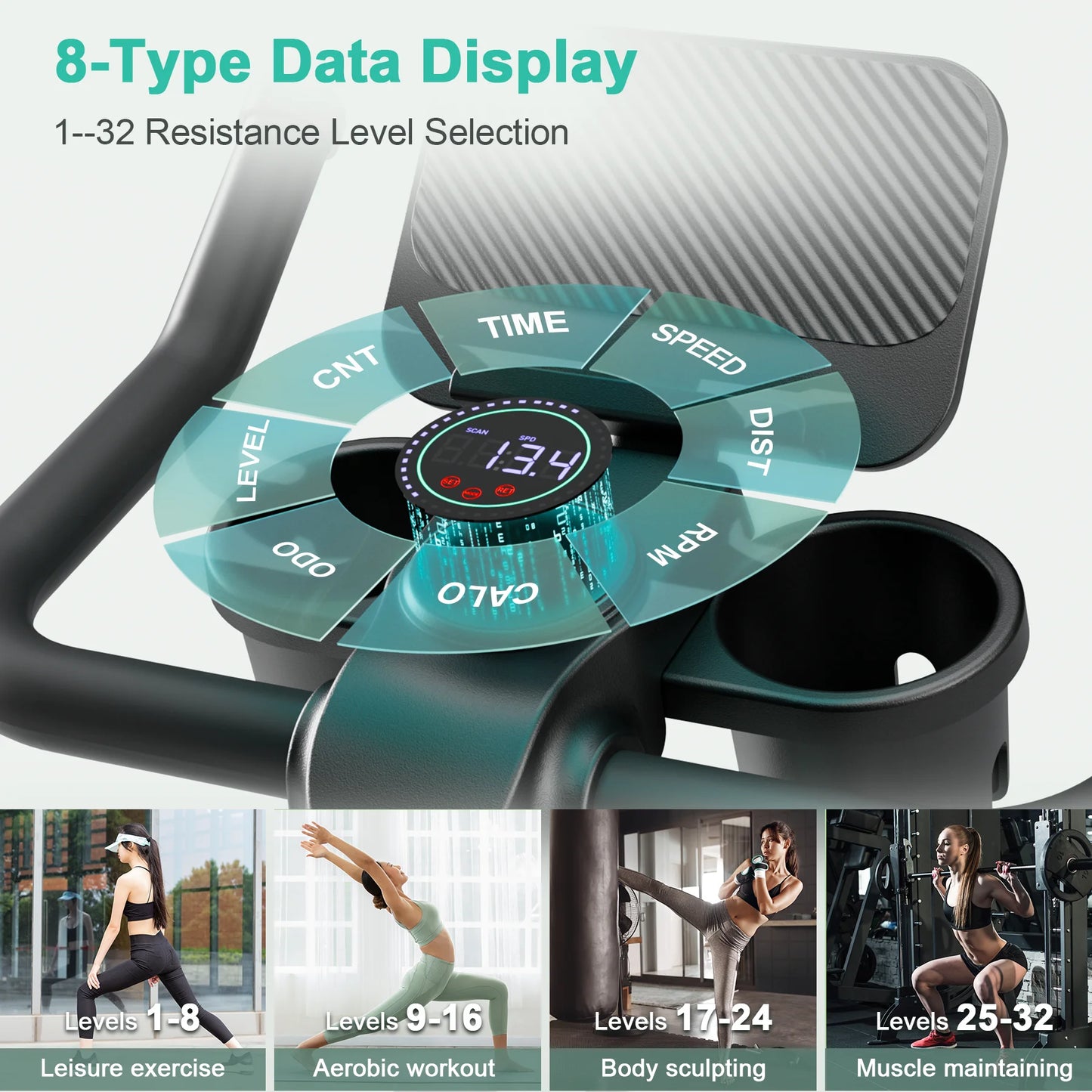 Magnetic Resistance Exercise Bike With 32 Levels Indoor Workout