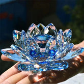 Crystal Lotus Flower Figurine Home Wedding Decoration Glass Craft Collection Paperweight Table Ornaments Souvenir Gifts by Home for Health and Beauty