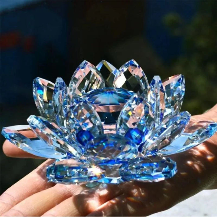 Crystal Lotus Flower Figurine Home Wedding Decoration Glass Craft Collection Paperweight Table Ornaments Souvenir Gifts by Home for Health and Beauty