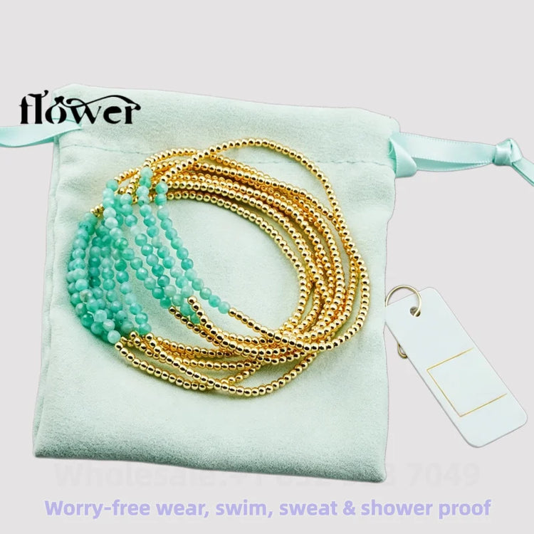 Waterproof Charm Beads Stackable Bracelets Bangles Fashion Fine Jewelry Gift For Women Anniversary Birthday by Home for Health and Beauty
