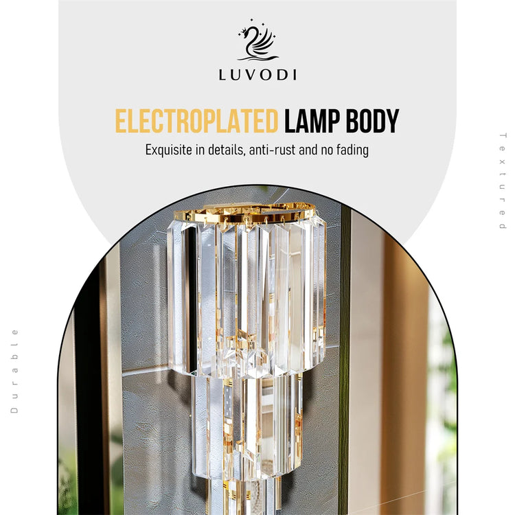 Crystal Wall Lamp Modern 3-Layer Wall Crystal Sconce Light E14 Led Corn Lights by Home for Health and Beauty
