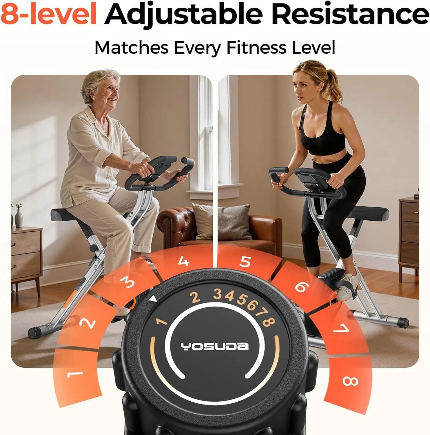 Folding Exercise Bike - Foldable Stationary Bike for Home Gym Workout by Home for Health and Beauty