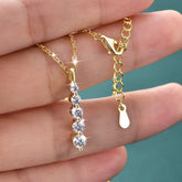 5-Stone Moissanite Long Pendant Necklace D VVS1 for Women Clavicle Chain Necklace Fine Jewelry Gift 14K Gold Filled by Home for Health and Beauty