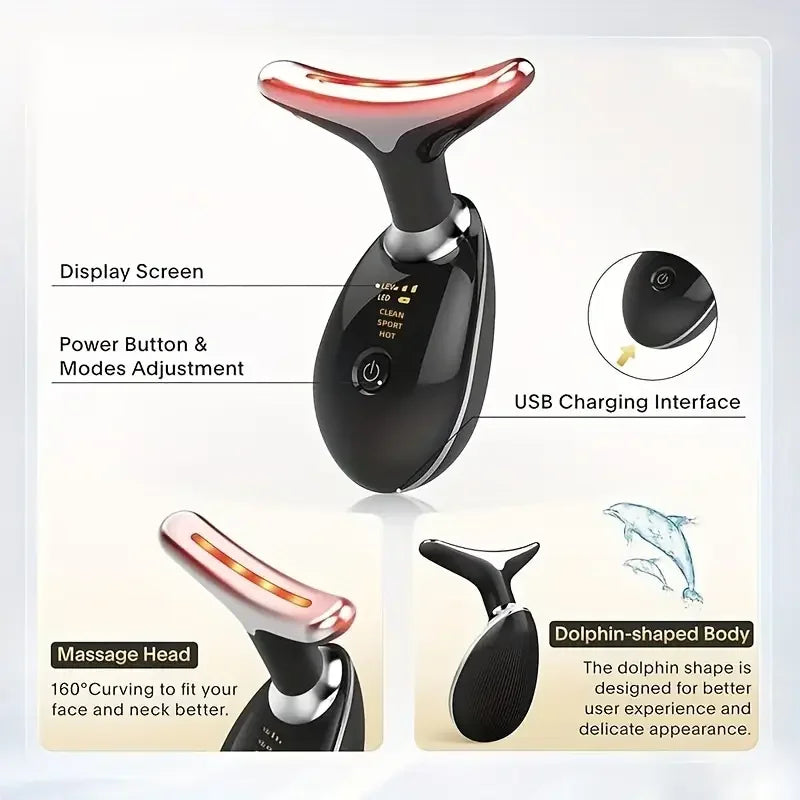 Electronic Neck Massager With Dual Ring Rollers USB Charging