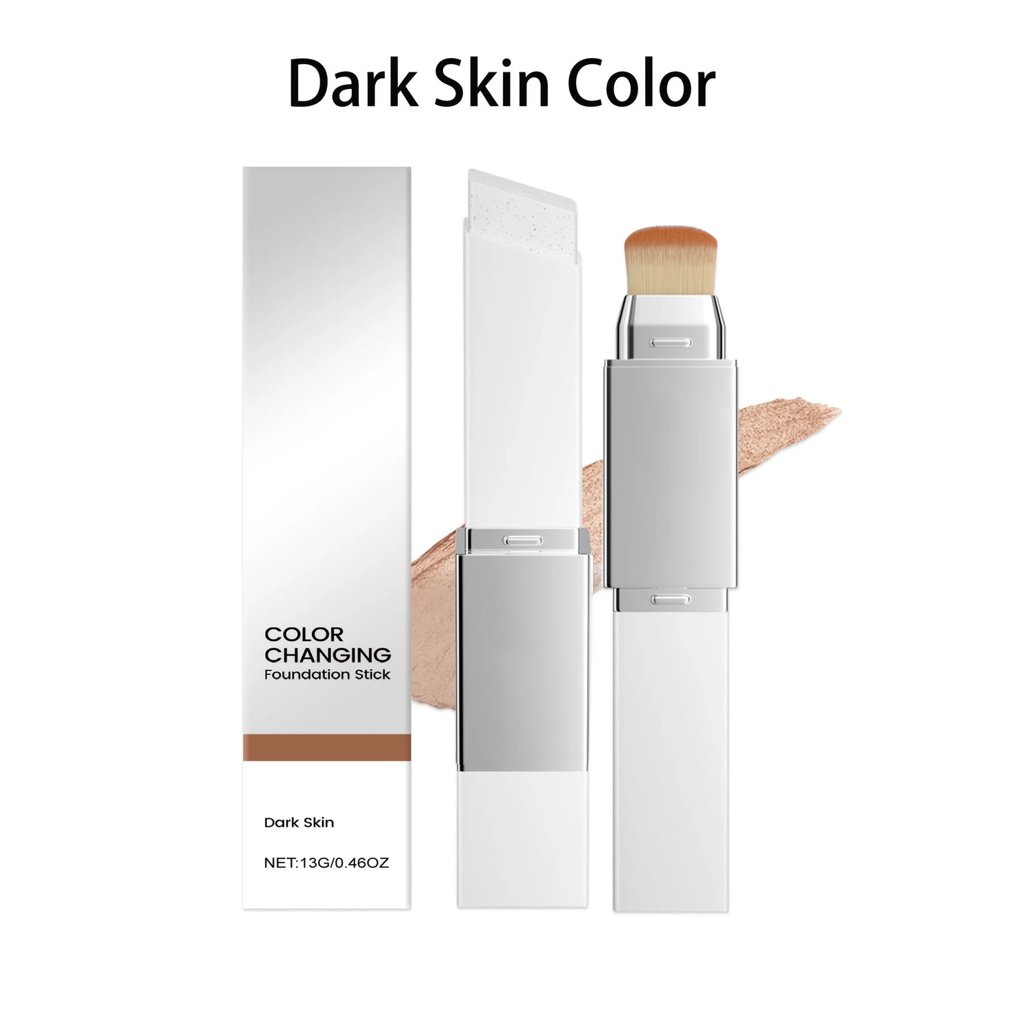2-in-1 Color Changing Foundation Stick with Brush - Natural Matte Hydrating Long Lasting 13g by Home for Health and Beauty