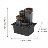 Tabletop Zen Water Fountain 4Tier Bowl Cascading Waterfall Decor, Indoor Relaxing Sound Water Feature For Home Office Desk, Rus by Home for Health and Beauty