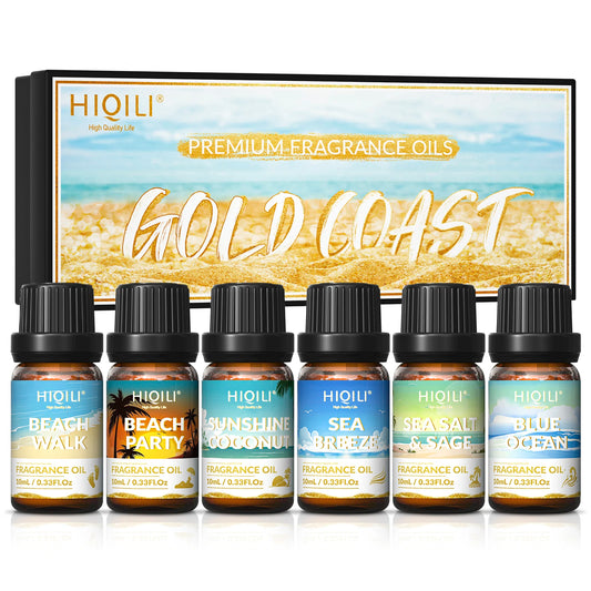Gold Coast Six Fragrance Oils Gift Set for Aromatherapy