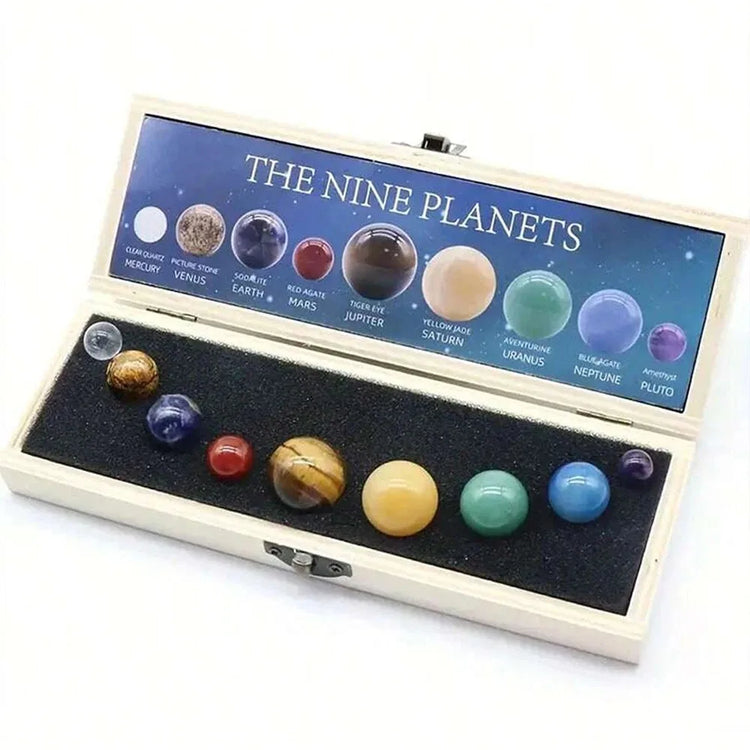 Solar System Natural Crystal Gemstones Set 9 Planets Sphere Ball Stone Galaxy Model Ornaments Gift Home Office Decor by Home for Health and Beauty