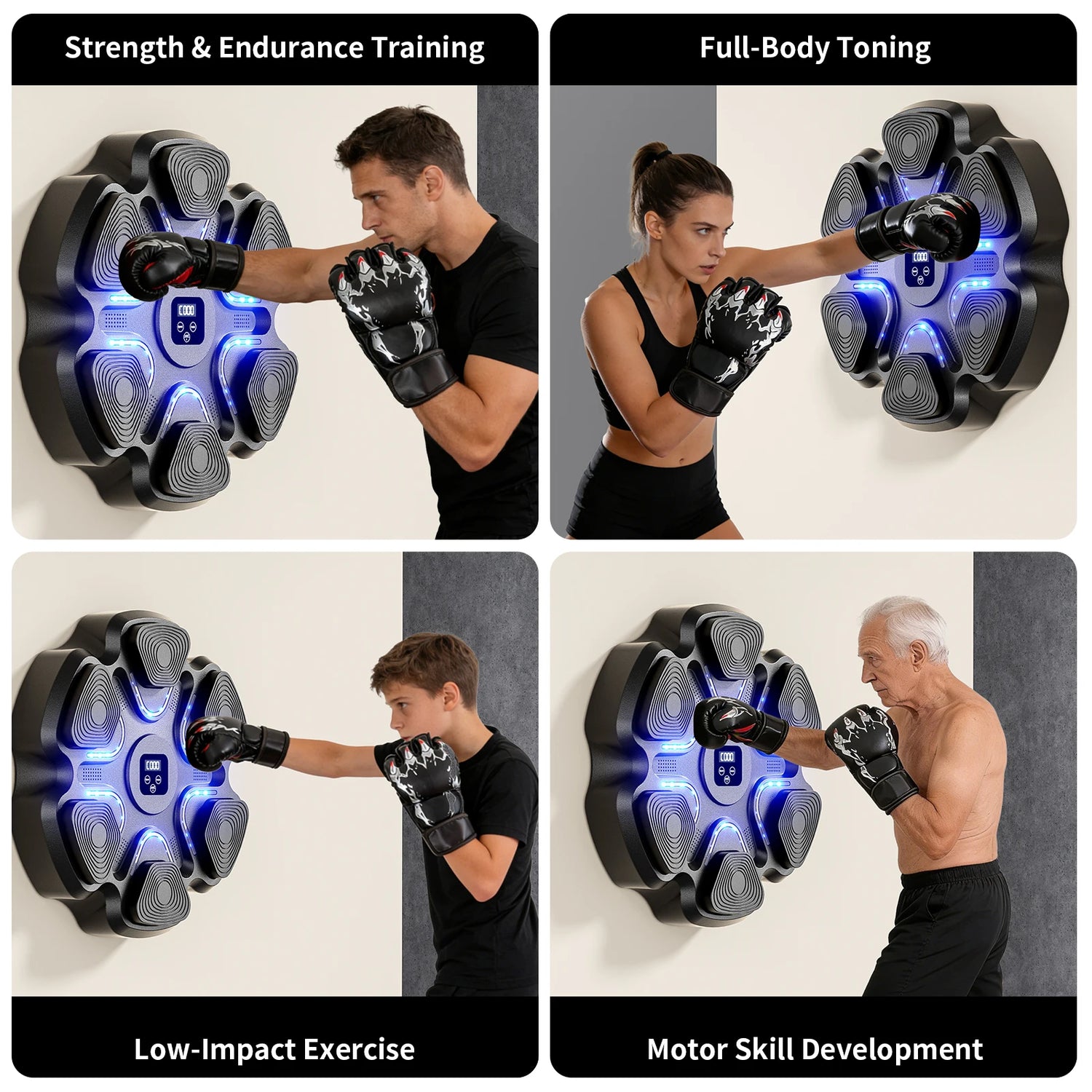 Music Boxing Machine for Adults and Kids, Smart Bluetooth Boxing Training Equipment with Gloves for Home,Office and Gym by Home for Health and Beauty